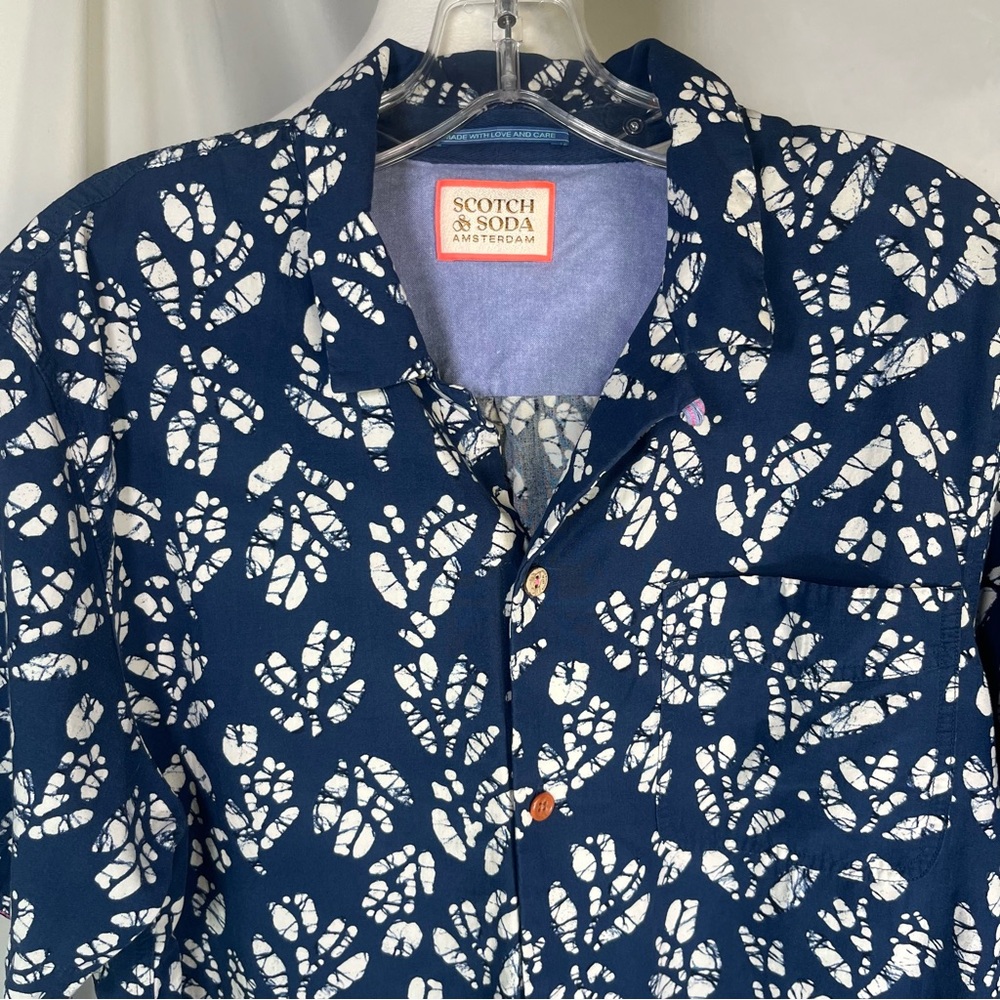Scotch & Soda Navy and White Printed Casual Button-Down Shirt